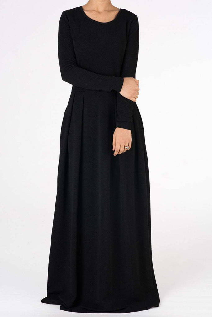 Black Textured Classic Maxi Kabayare