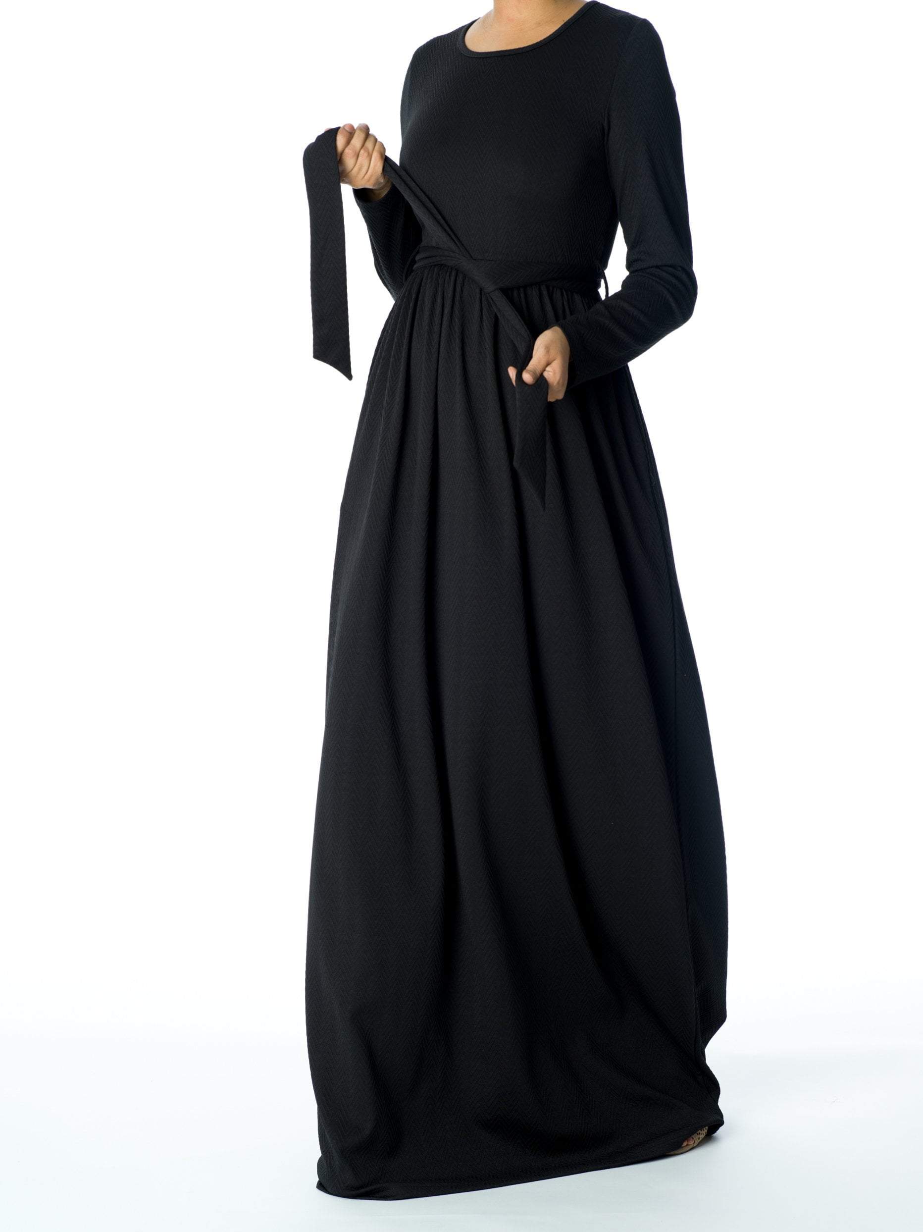 Black TEXTURED PONTI-DI-ROMA DRESS Kabayare