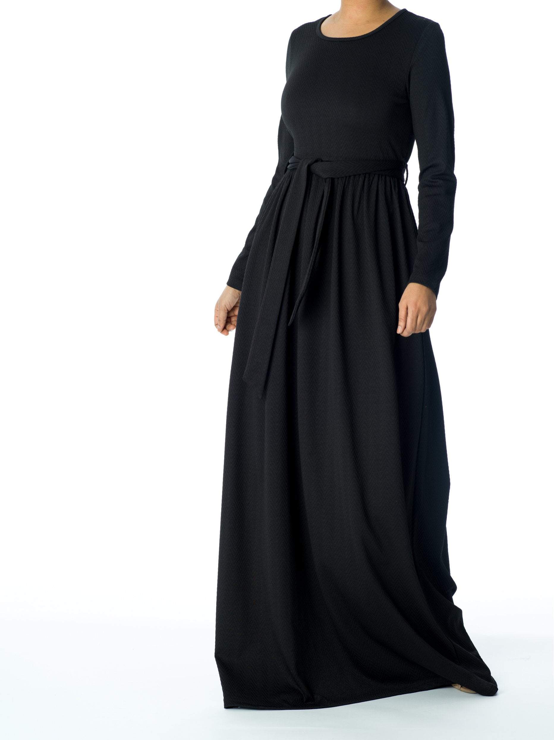 Black TEXTURED PONTI-DI-ROMA DRESS Kabayare