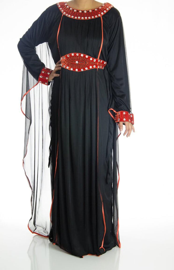 Black Velvet Champion Kaftan Dress Kabayare