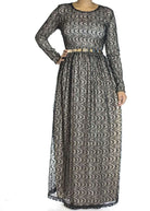 Black wave pattern dress Kabayare