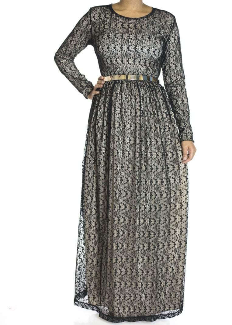 Black wave pattern dress Kabayare