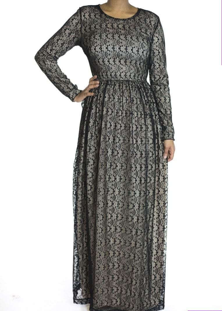 Black wave pattern dress Kabayare