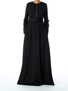 Black zipper front Chic maxi dress Kabayare