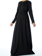 Black zipper front Chic maxi dress Kabayare