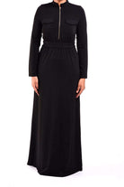 Black zipper front Maxi Dress Kabayare
