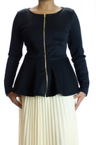 Black Zipper Peplum Top Kabayare