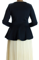 Black Zipper Peplum Top Kabayare