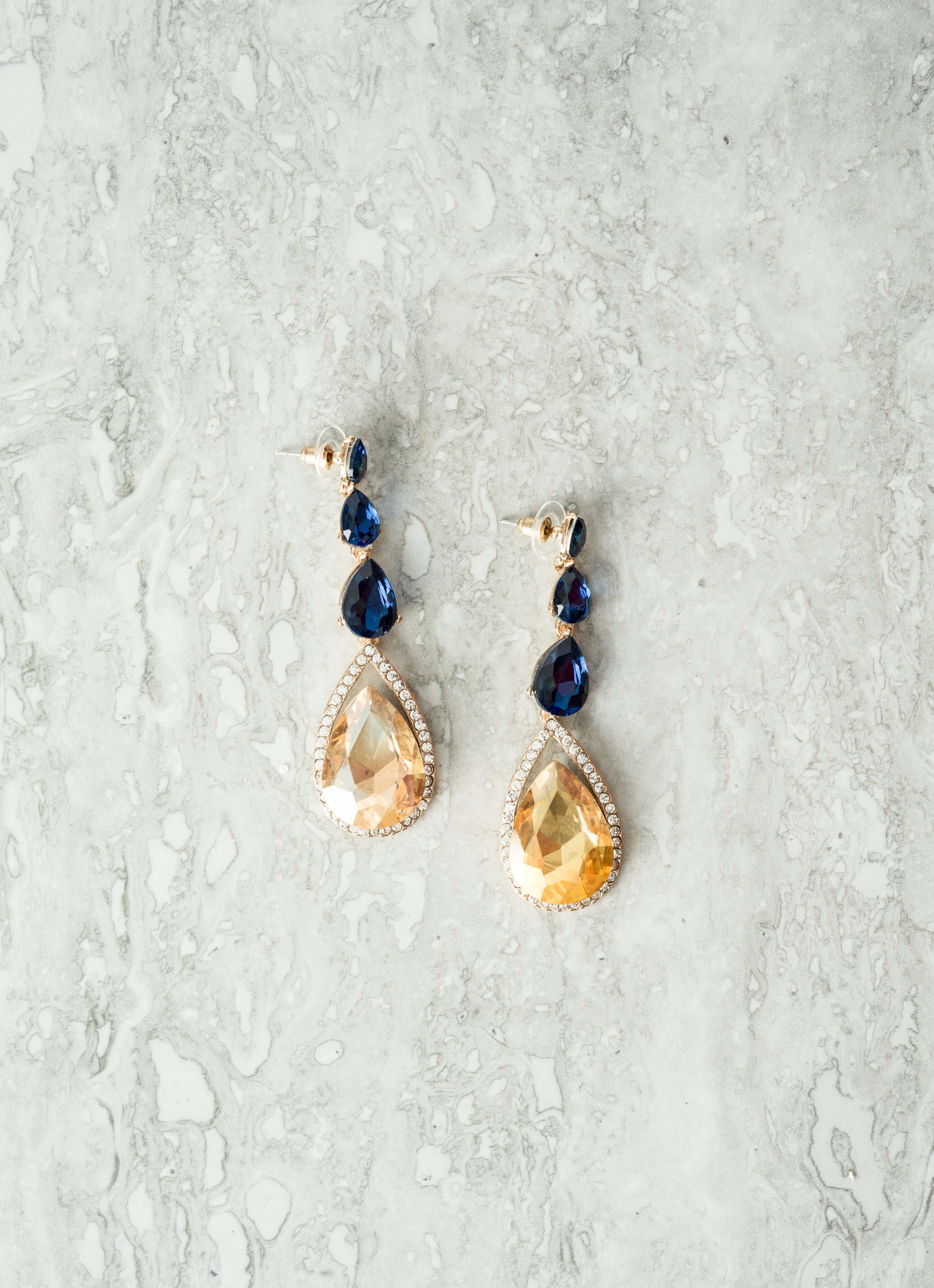 Blue and yellow drops earrings Kabayare