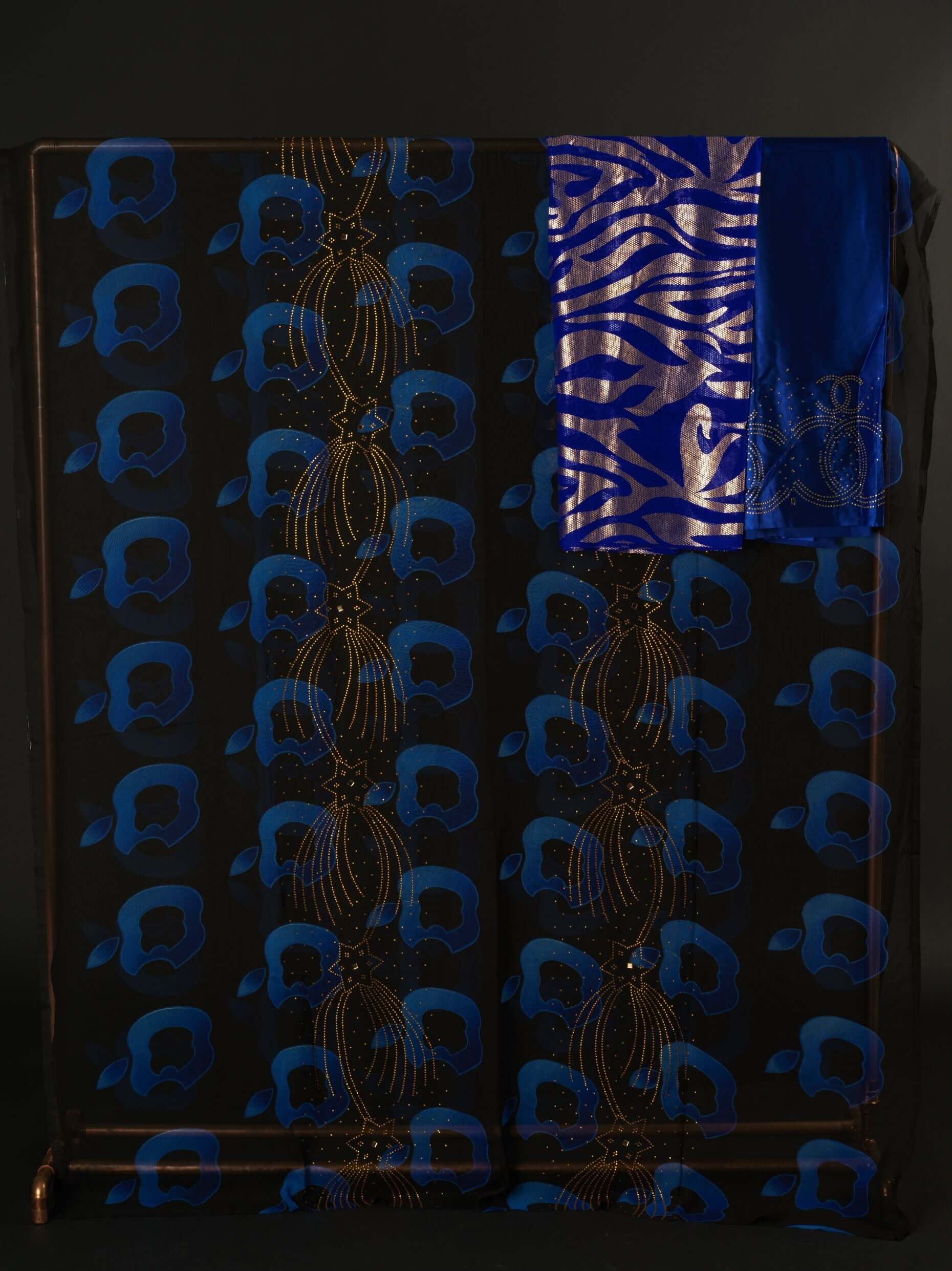 Blue Apple Print Chiffon Dirac KF