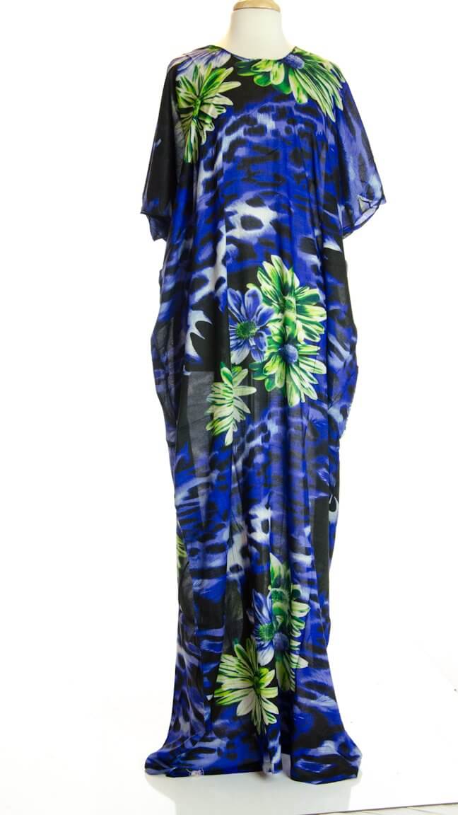 Blue cheetah flower bati dress Kabayare