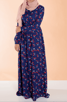 Blue cherries print dress Kabayare