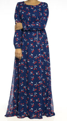 Blue cherries print dress Kabayare