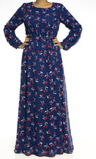 Blue cherries print dress Kabayare