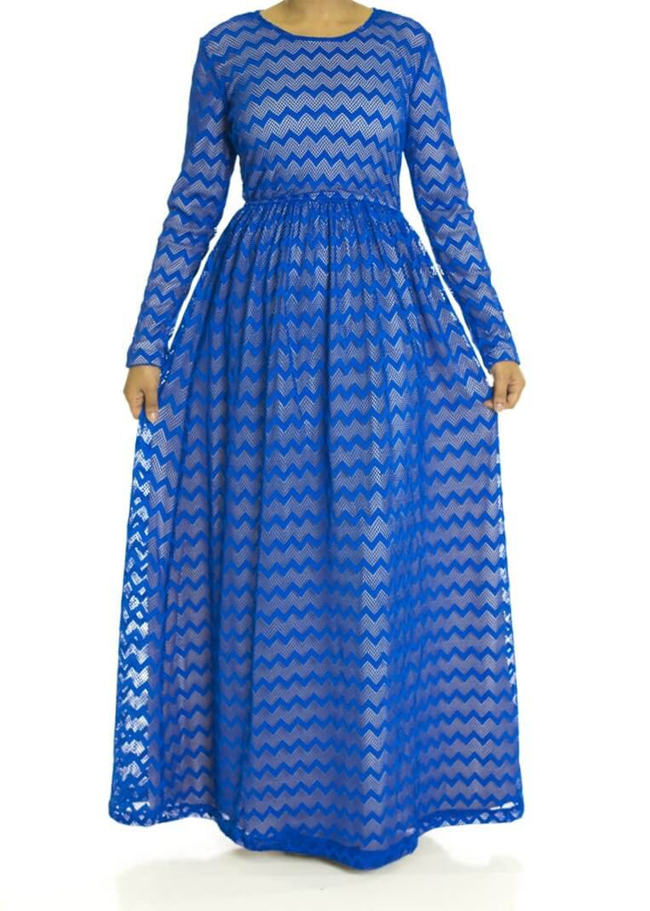 Blue Chevron Lace dress Kabayare