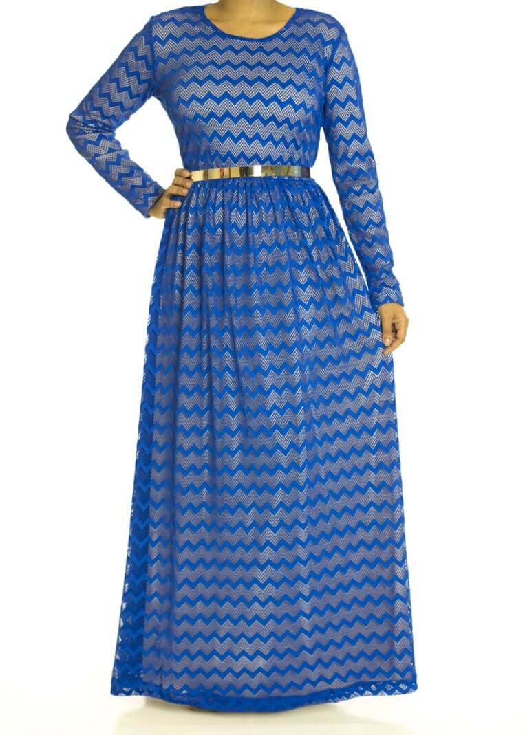 Blue Chevron Lace dress Kabayare