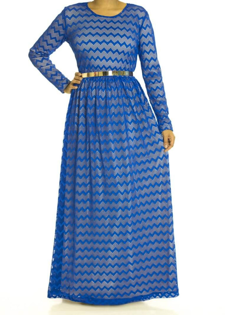 Blue Chevron Lace dress Kabayare