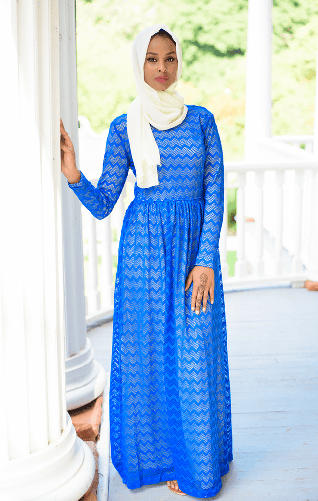 Blue Chevron Lace dress Kabayare
