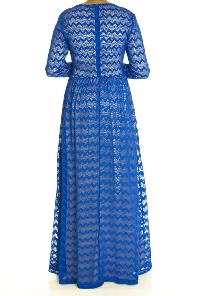 Blue Chevron Lace dress Kabayare