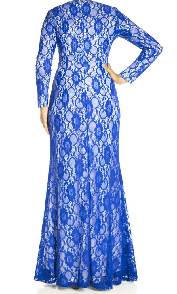 Blue Elegance Lace Maxi Dress Kabayare