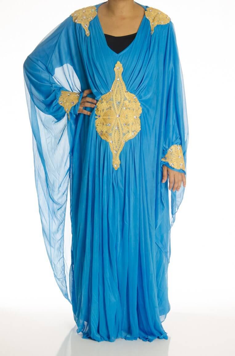 blue  embroidered  Butterfly Kaftan Kabayare