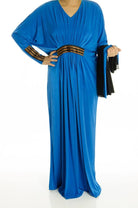 blue embroidery Butterfly Jersey Abaya Kabayare