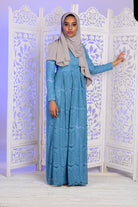 Blue Empire Pattern Lace Dress Kabayare