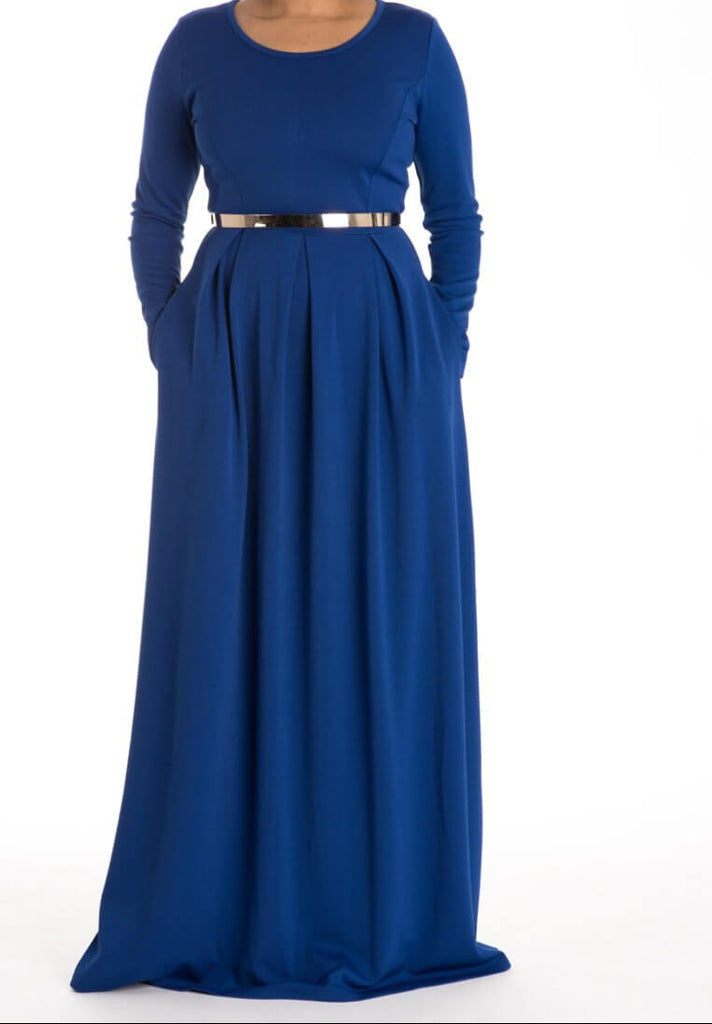 Blue Flare Pleats Dress Kabayare