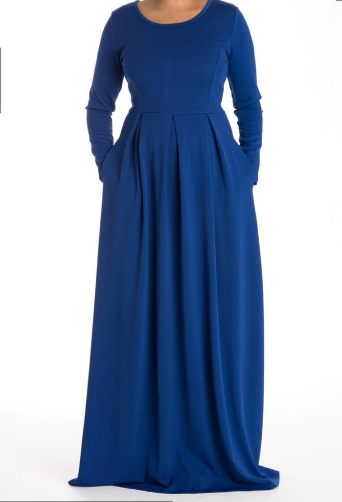 Blue Flare Pleats Dress Kabayare