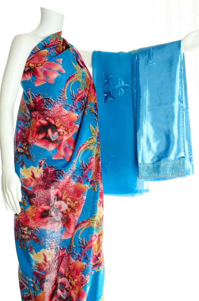 Blue Floral Digital Dirac Kabayare