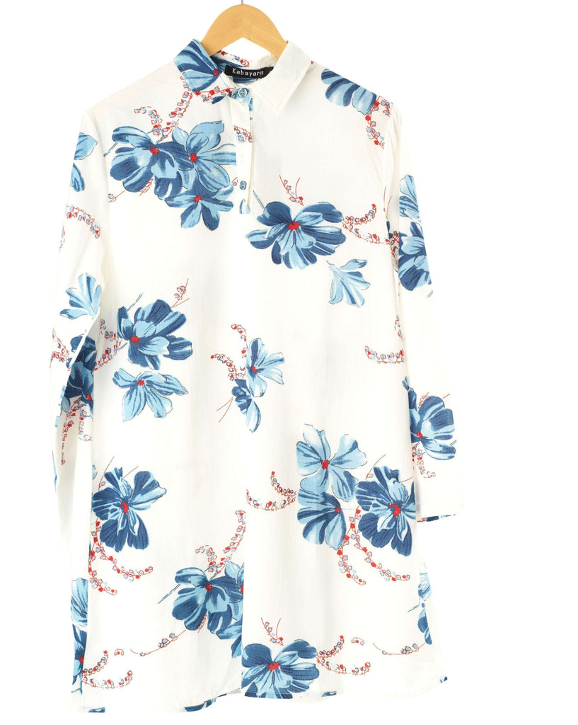 Blue Floral Tunic Modest top Kabayare