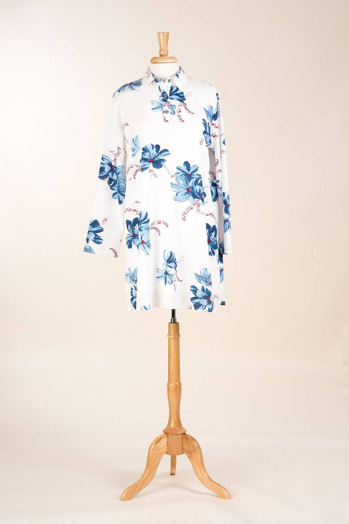 Blue Floral Tunic Modest top Kabayare