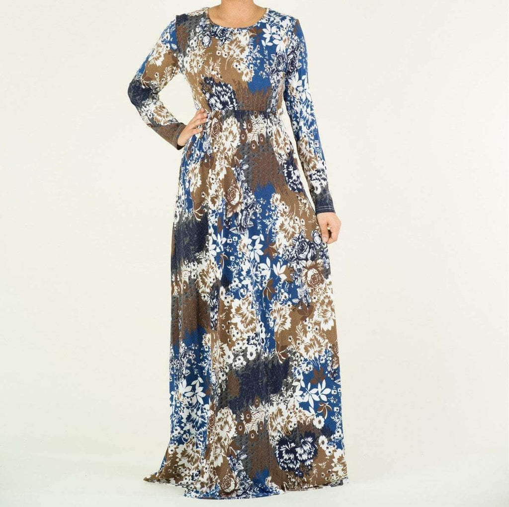 Blue Hadiya Print Dress Kabayare