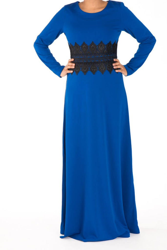 Blue Lace Detail Dress Kabayare