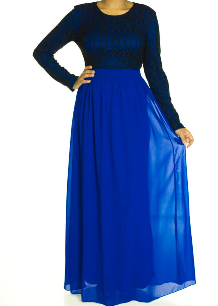 Blue lash chiffon dress Kabayare