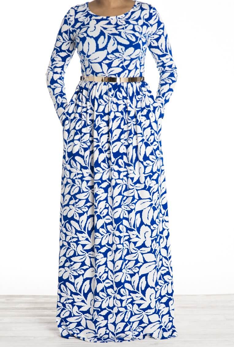 Blue leaves maxi dress Kabayare