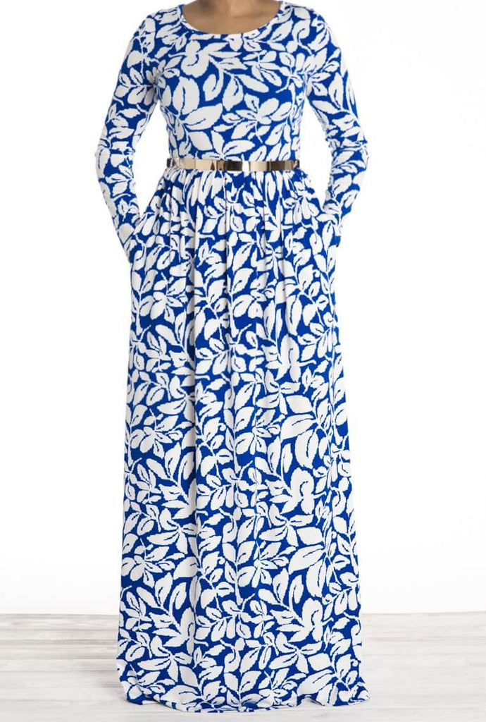 Blue leaves maxi dress Kabayare