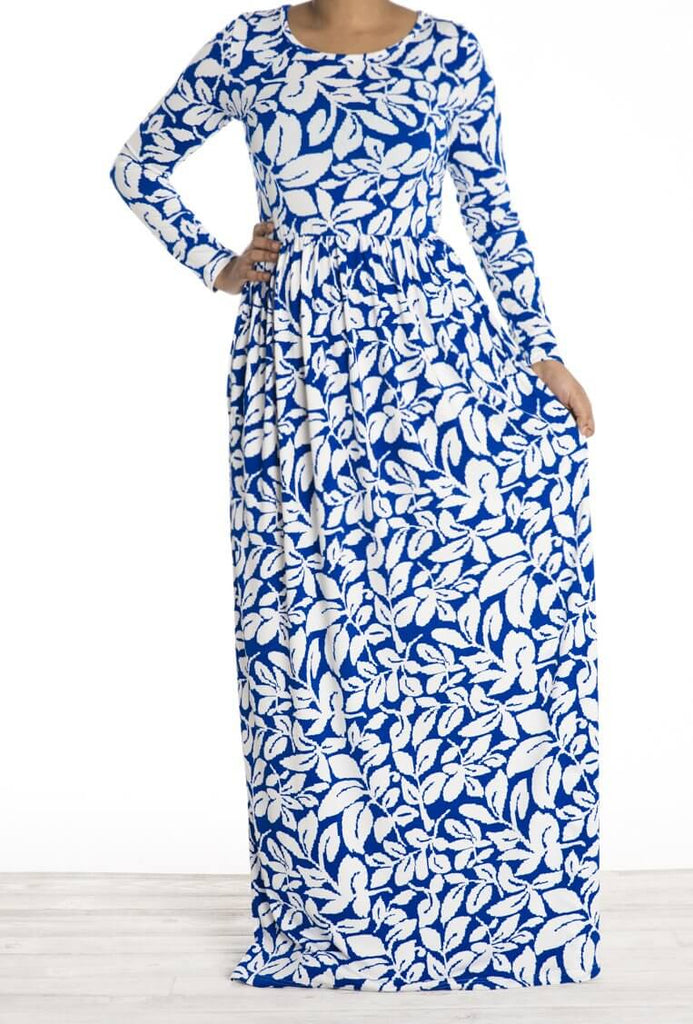 Blue leaves maxi dress Kabayare