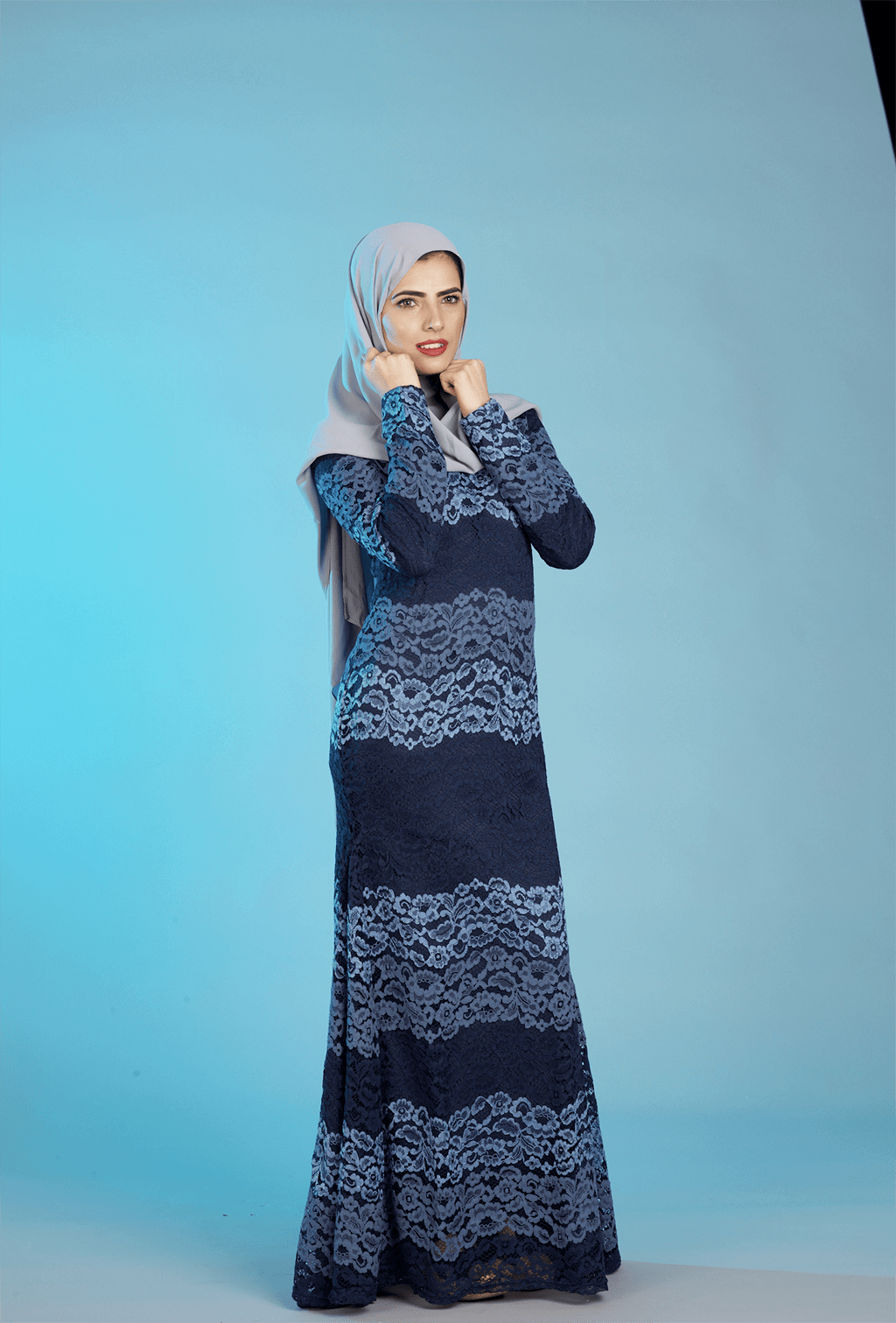 Blue Multicolor Lace Dress - Petite Kabayare