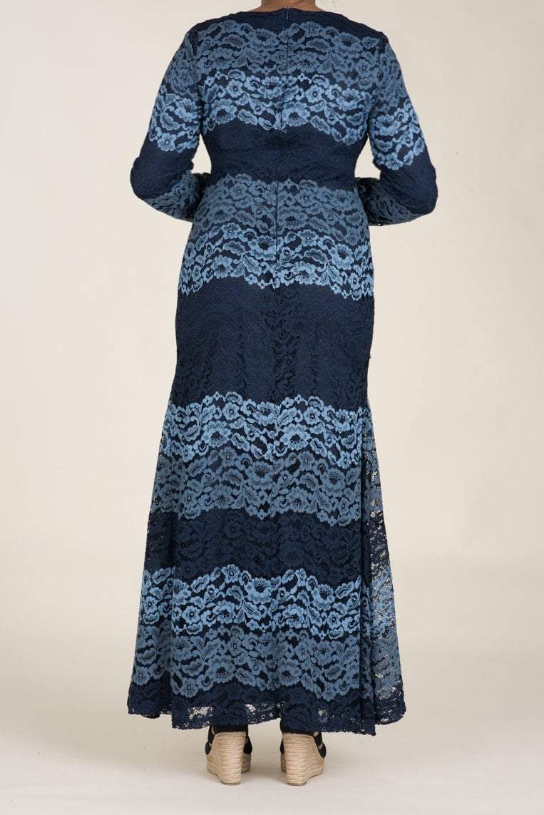 Blue Multicolor Lace Dress - Petite Kabayare