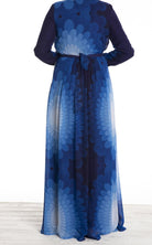 Blue ombre feathers chiffon dress Kabayare