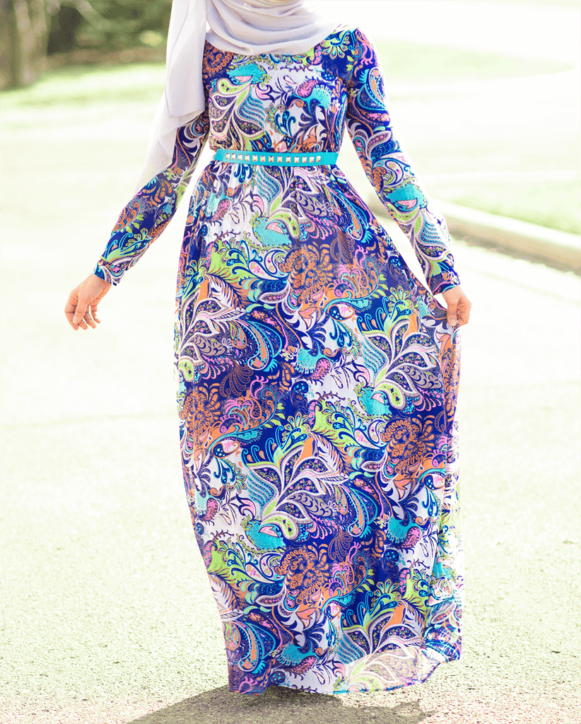 Blue paisley Maxi dress Kabayare