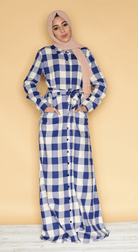 Blue Plaid Maxi dress Kabayare