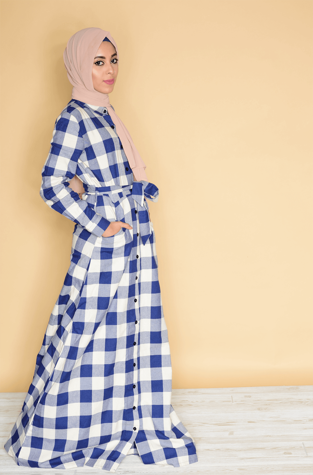 Blue Plaid Maxi dress Kabayare