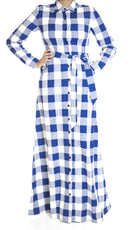 Blue Plaid Maxi dress Kabayare