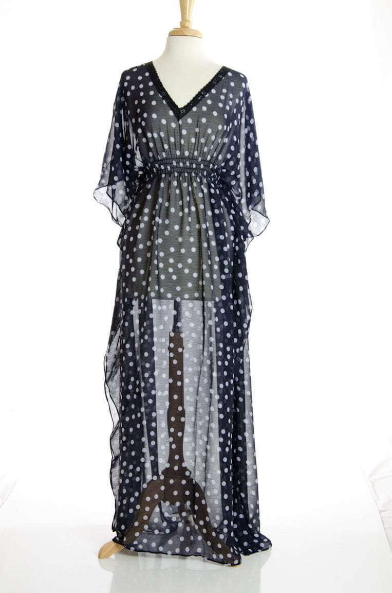 Blue Polka Dots Maxi Dress Kabayare