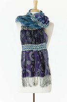 Blue & Purple Elastic Pashmina Scarf Kabayare