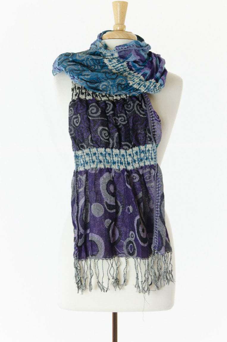 Blue & Purple Elastic Pashmina Scarf Kabayare