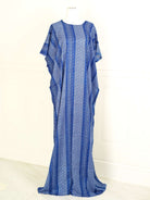 Blue rain glitter floral print bati dress KF