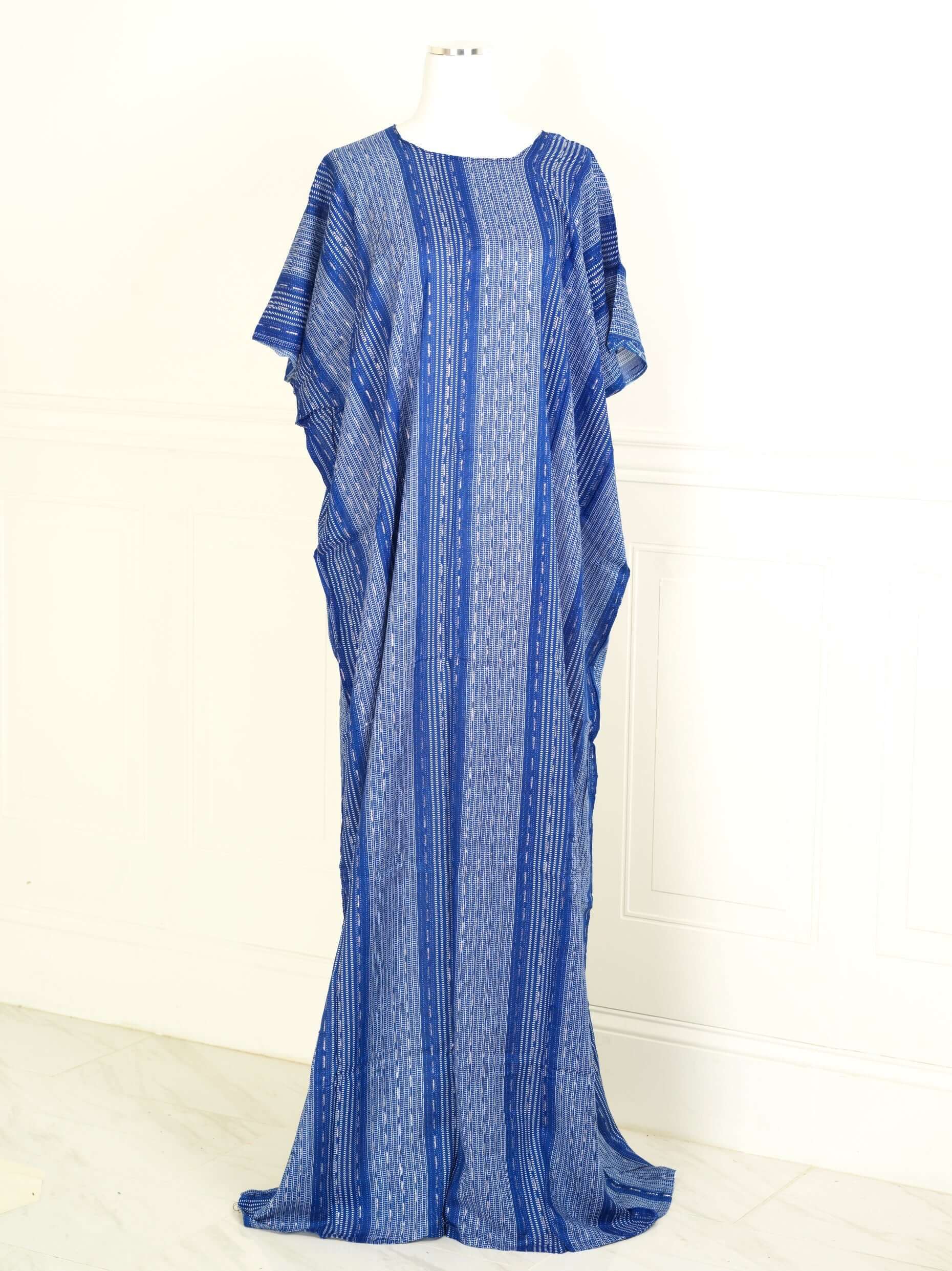 Blue rain glitter floral print bati dress KF